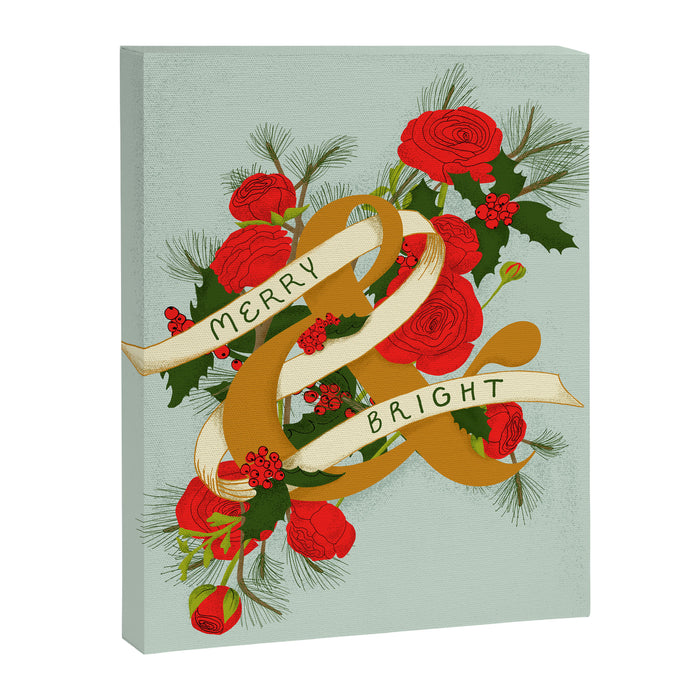 Merry and Bright Christmas Print - Soft Blue Canvas Print Gallery Image 1