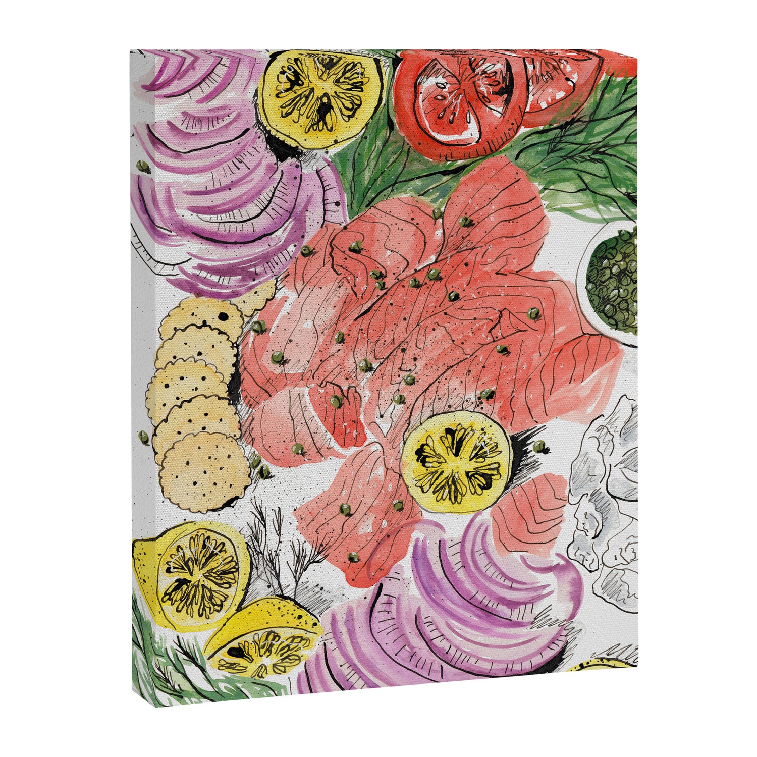 Smoked Salmon Spread Food Illustration Canvas Print Gallery Image 6