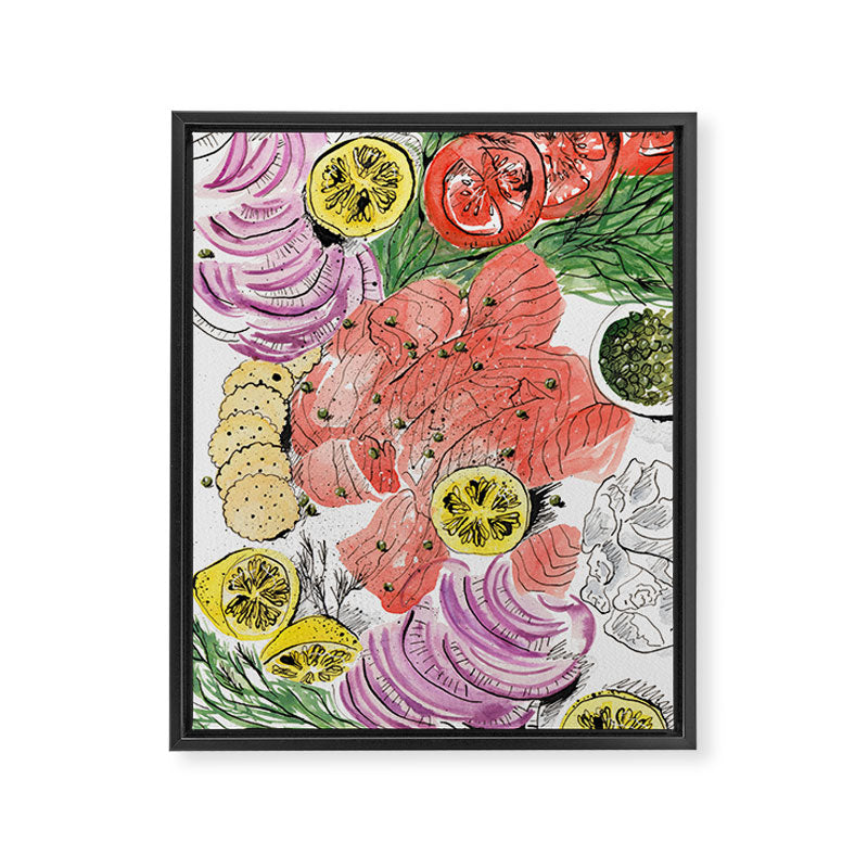 Smoked Salmon Spread Food Illustration Framed Canvas Print Gallery Image 6