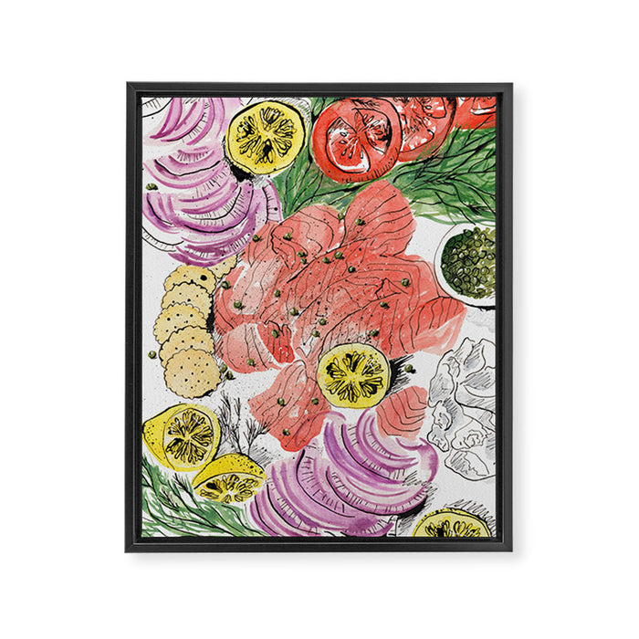 Smoked Salmon Spread Food Illustration Framed Canvas Print Gallery Image 1