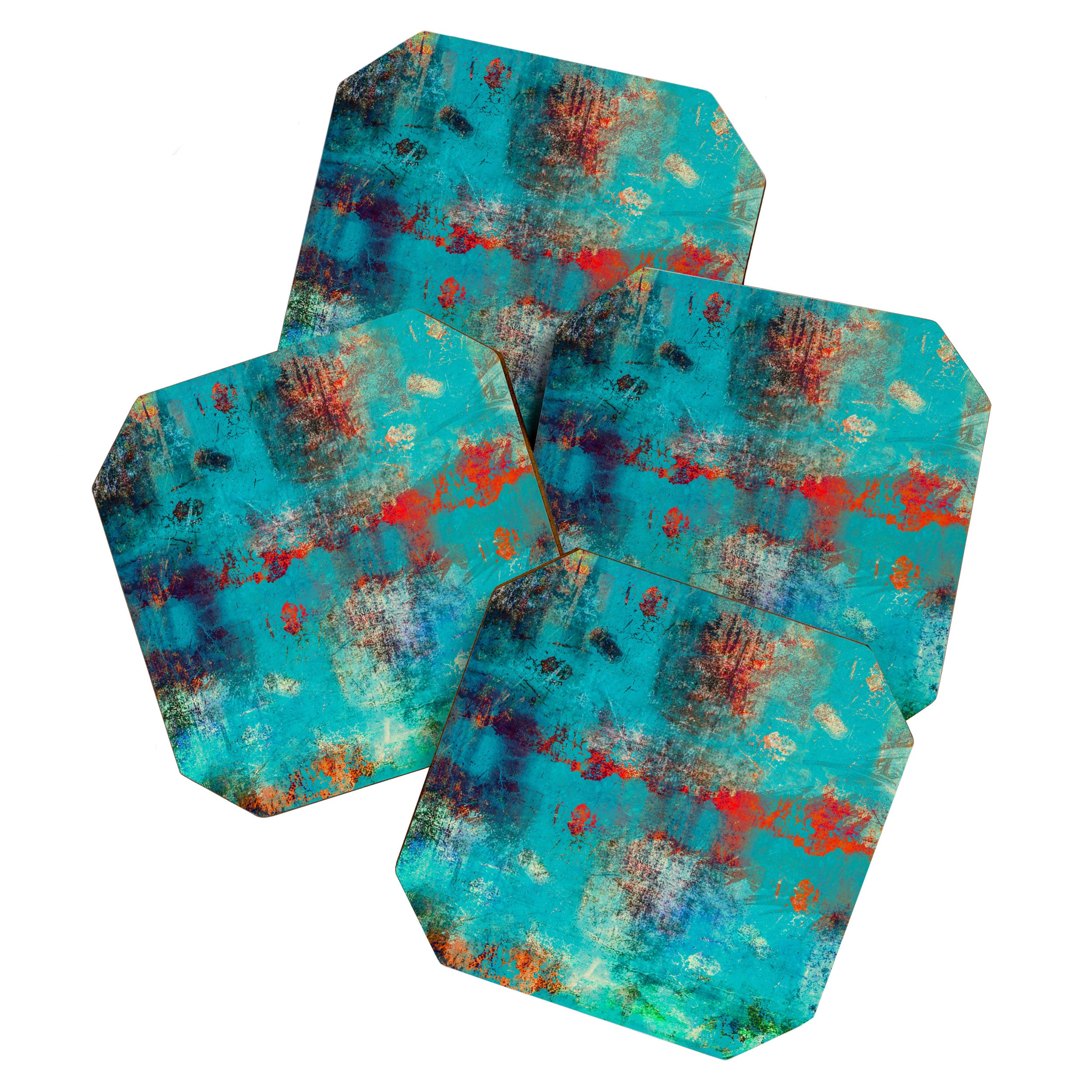 Aztec Turquoise Stone Abstract Texture Design Art Coaster Gallery Image 1