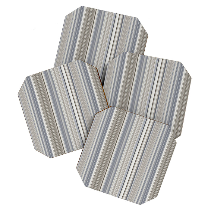 Blue grey Tan Stripes Coaster Gallery Image 1