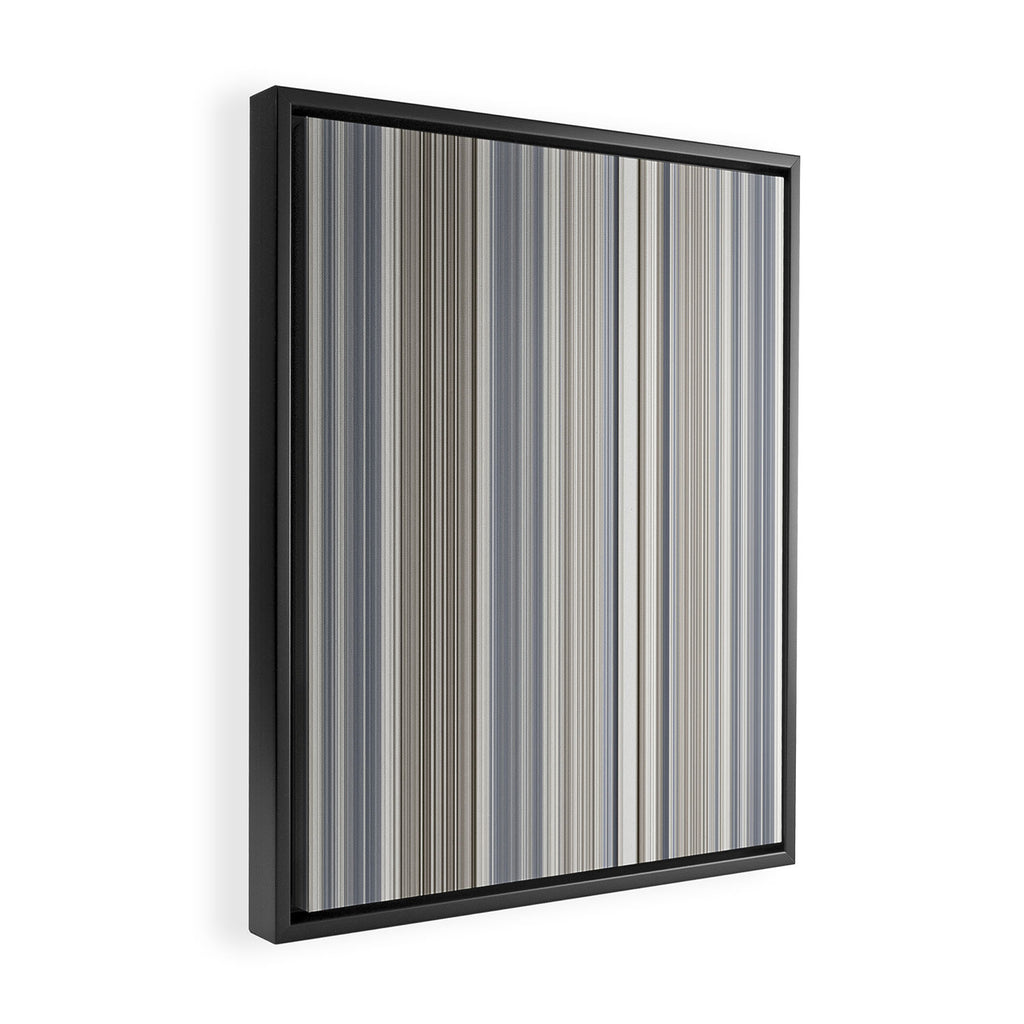 Blue grey Tan Stripes Framed Canvas Print Gallery Image 2