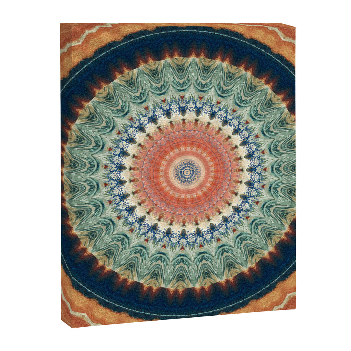 Dark Indigo Blue Orange Mandala Canvas Print Gallery Image 8
