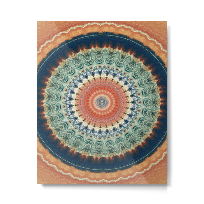 Dark Indigo Blue Orange Mandala Metal Print Gallery Image 1