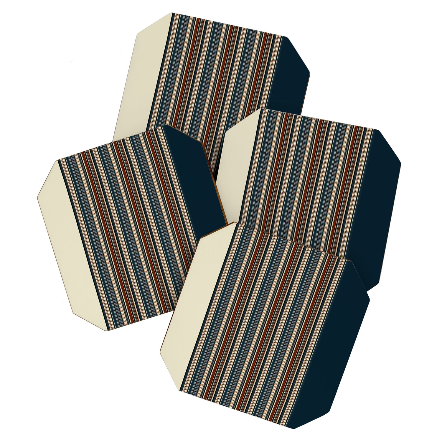 Dark Indigo Tan Stripes Coaster Gallery Image 1
