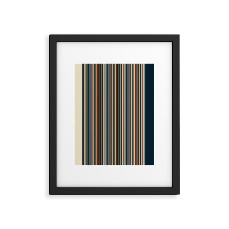 Dark Indigo Tan Stripes Framed Art Print Gallery Image 6