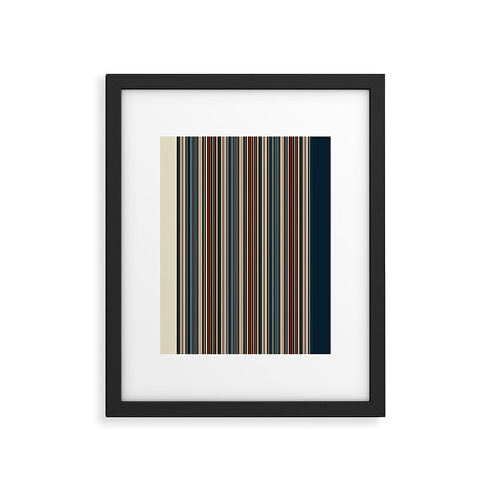 Dark Indigo Tan Stripes Framed Art Print Gallery Image 1