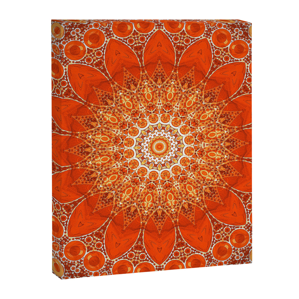 Detailed Orange Boho Mandala Canvas Print Gallery Image 8