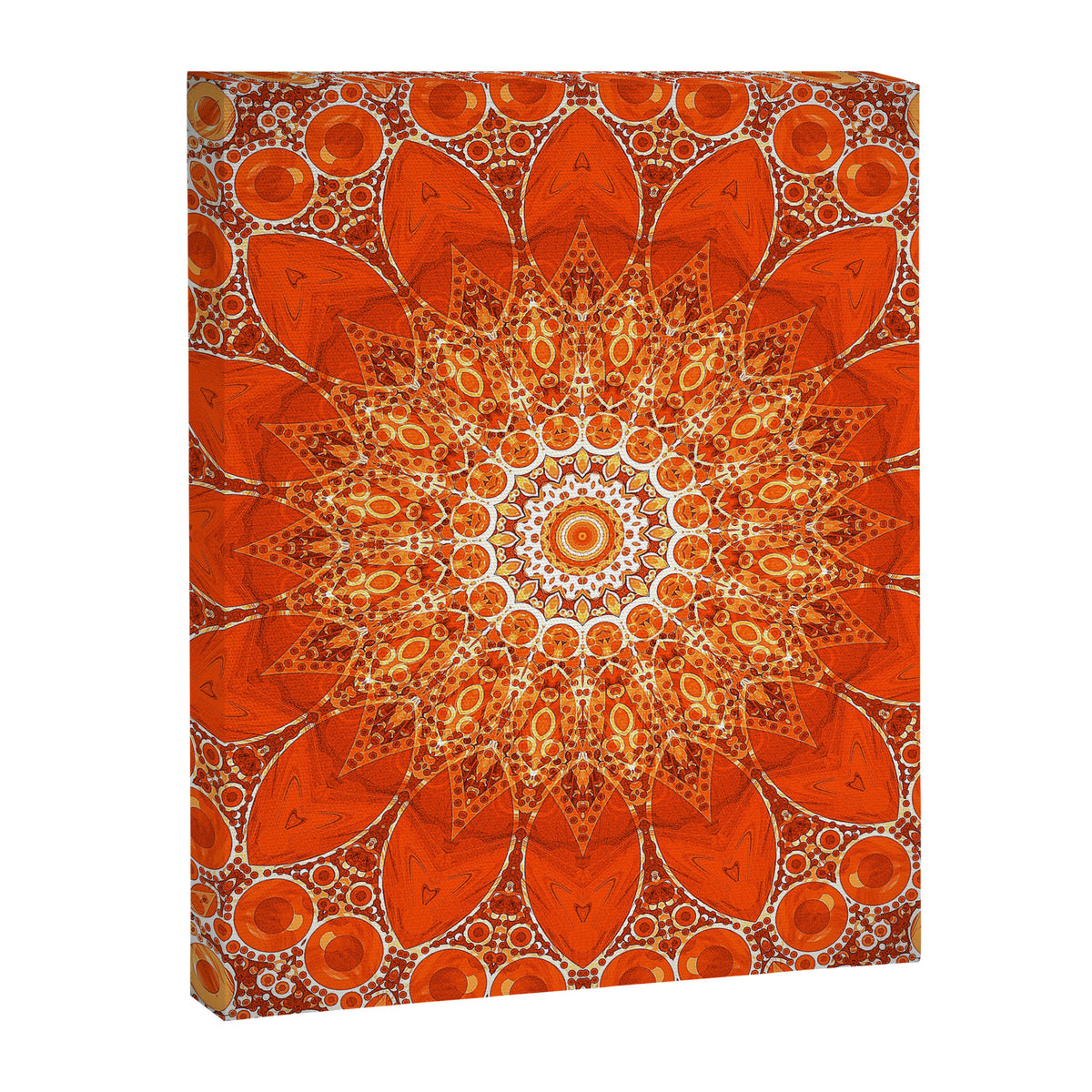 Detailed Orange Boho Mandala Canvas Print Gallery Image 8