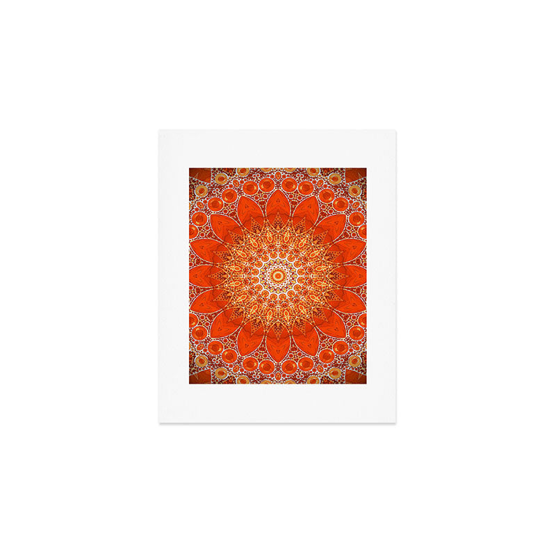 Detailed Orange Boho Mandala Art Print Gallery Image 1