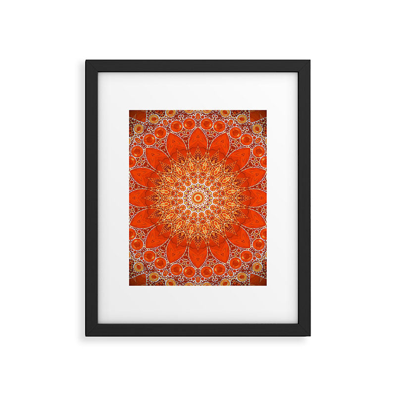 Detailed Orange Boho Mandala Framed Art Print Gallery Image 6
