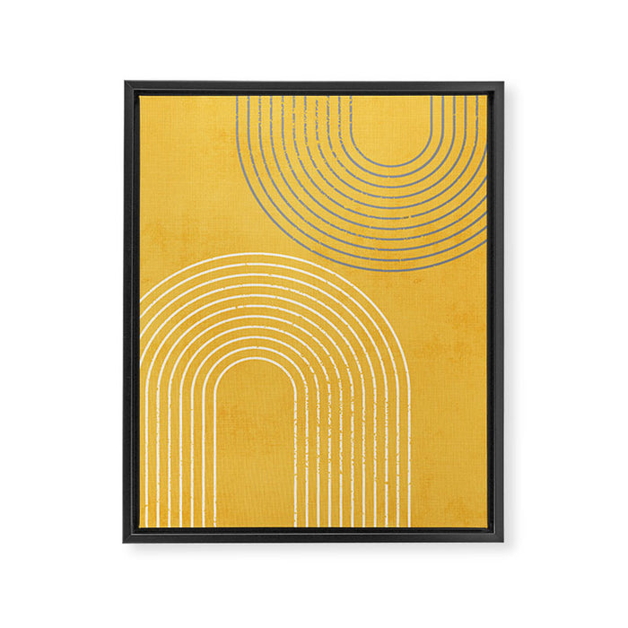 Golden Minimalist Abstract Framed Canvas Print Gallery Image 1