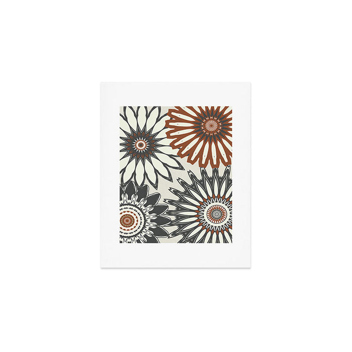 Gray Cream Rust Flowers Art Print Gallery Image 1