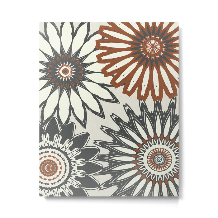 Gray Cream Rust Flowers Metal Print Gallery Image 1