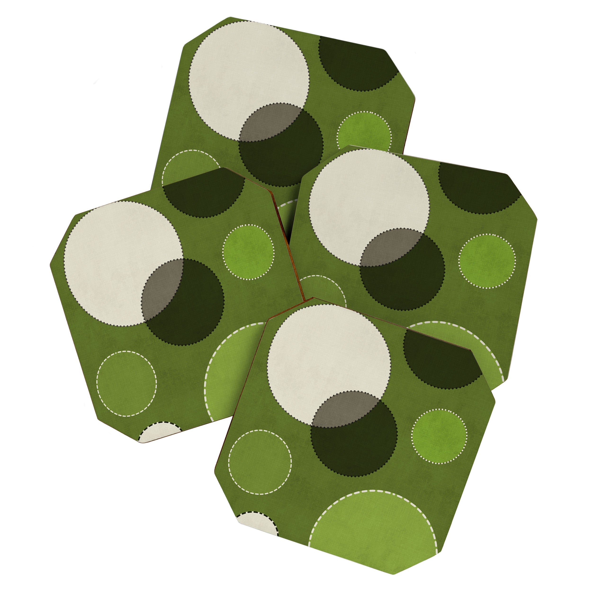 Green Chenille Polka Dots Coaster Gallery Image 1