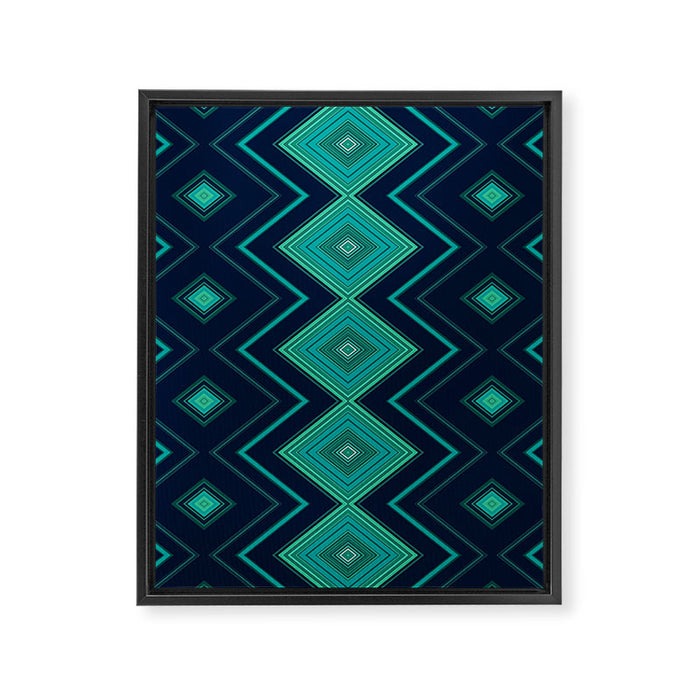 Indigo Teal Geo Framed Canvas Print Gallery Image 1