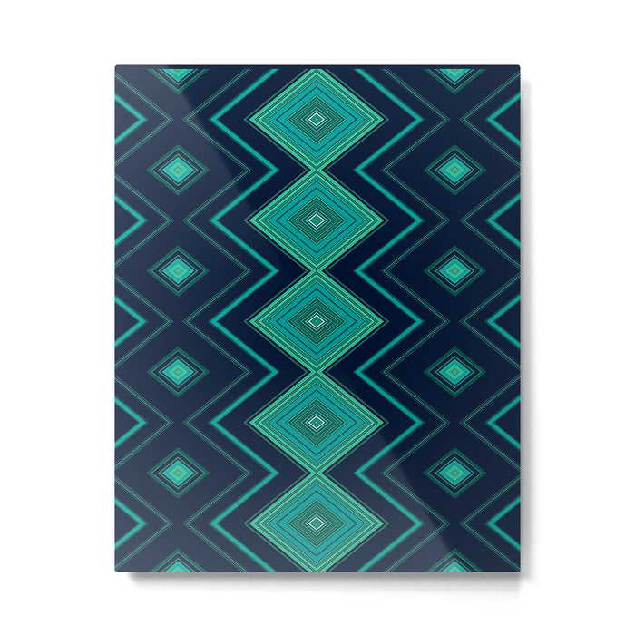 Indigo Teal Geo Metal Print Gallery Image 1