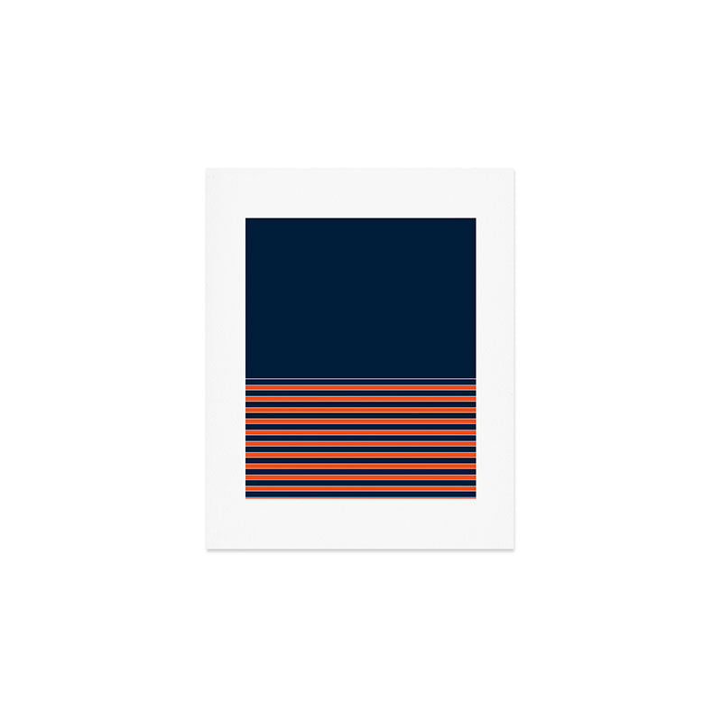 Minimal Indigo Orange Lines Art Print Gallery Image 1