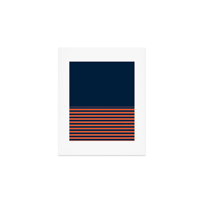 Minimal Indigo Orange Lines Art Print Gallery Image 1
