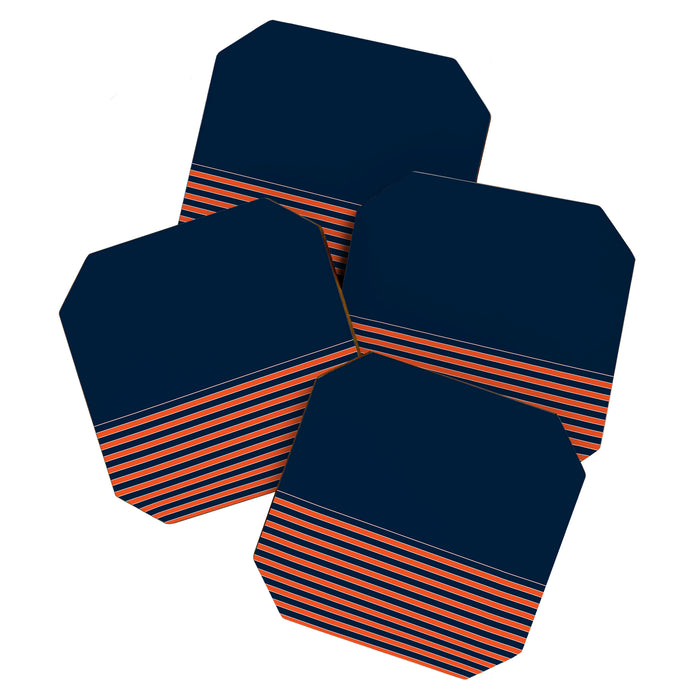 Minimal Indigo Orange Lines Coaster Gallery Image 1