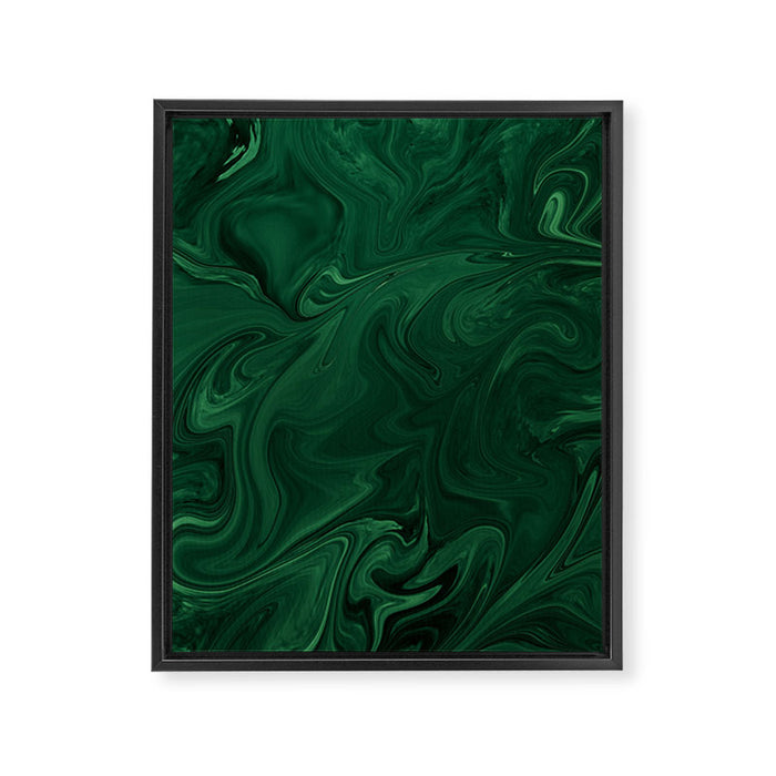 Modern Cotemporary Emerald Green Abstract Framed Canvas Print Gallery Image 1