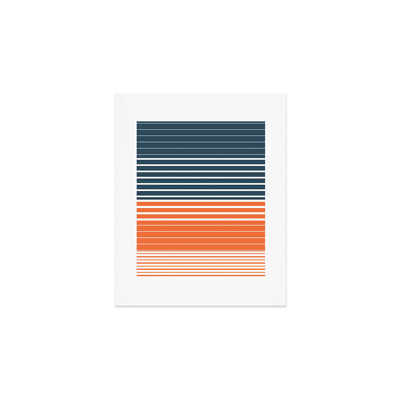 Navy Blue Orange Stripes Art Print Gallery Image 1