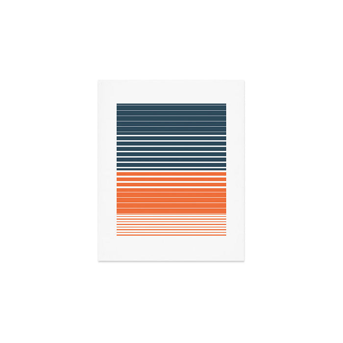 Navy Blue Orange Stripes Art Print Gallery Image 1