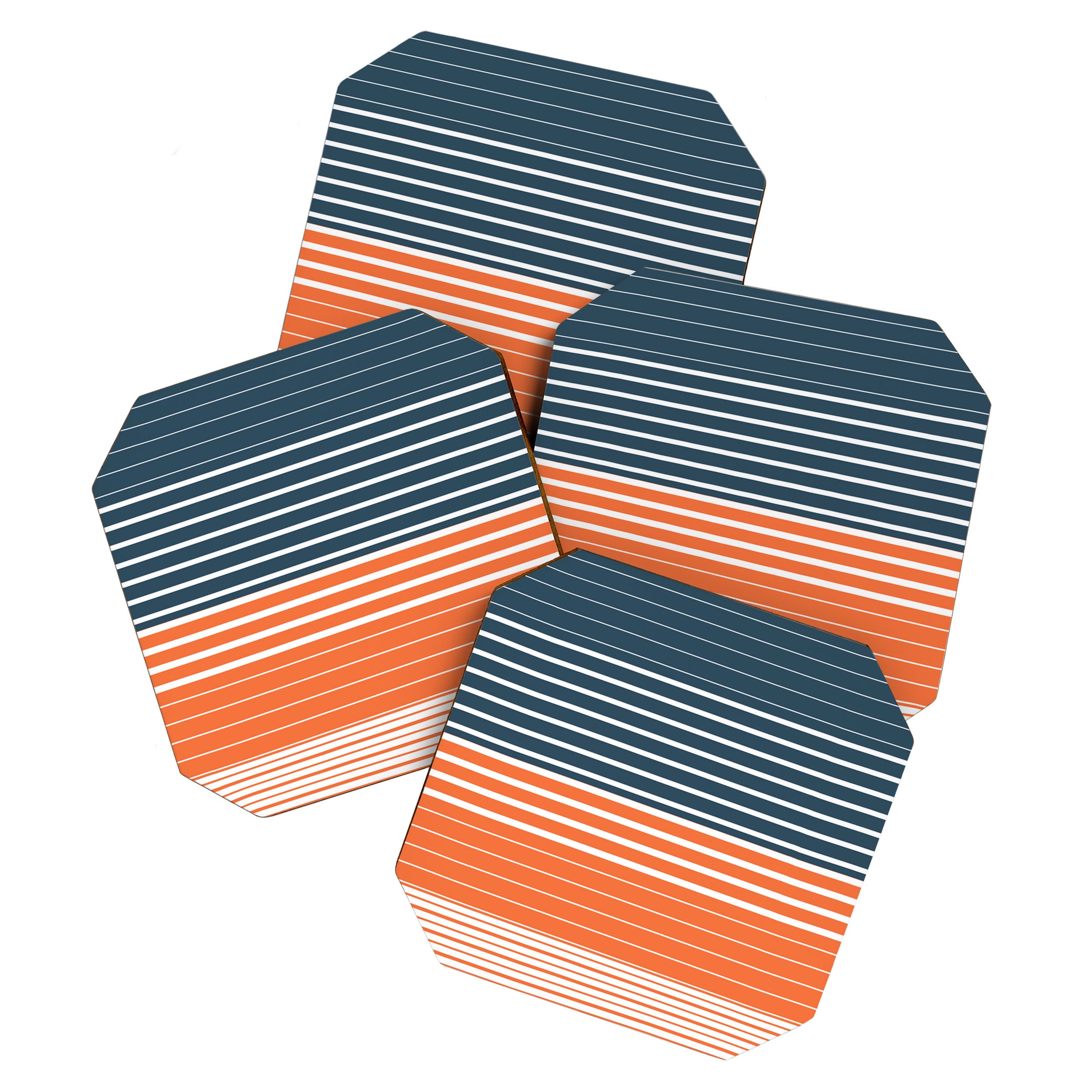 Navy Blue Orange Stripes Coaster Gallery Image 1