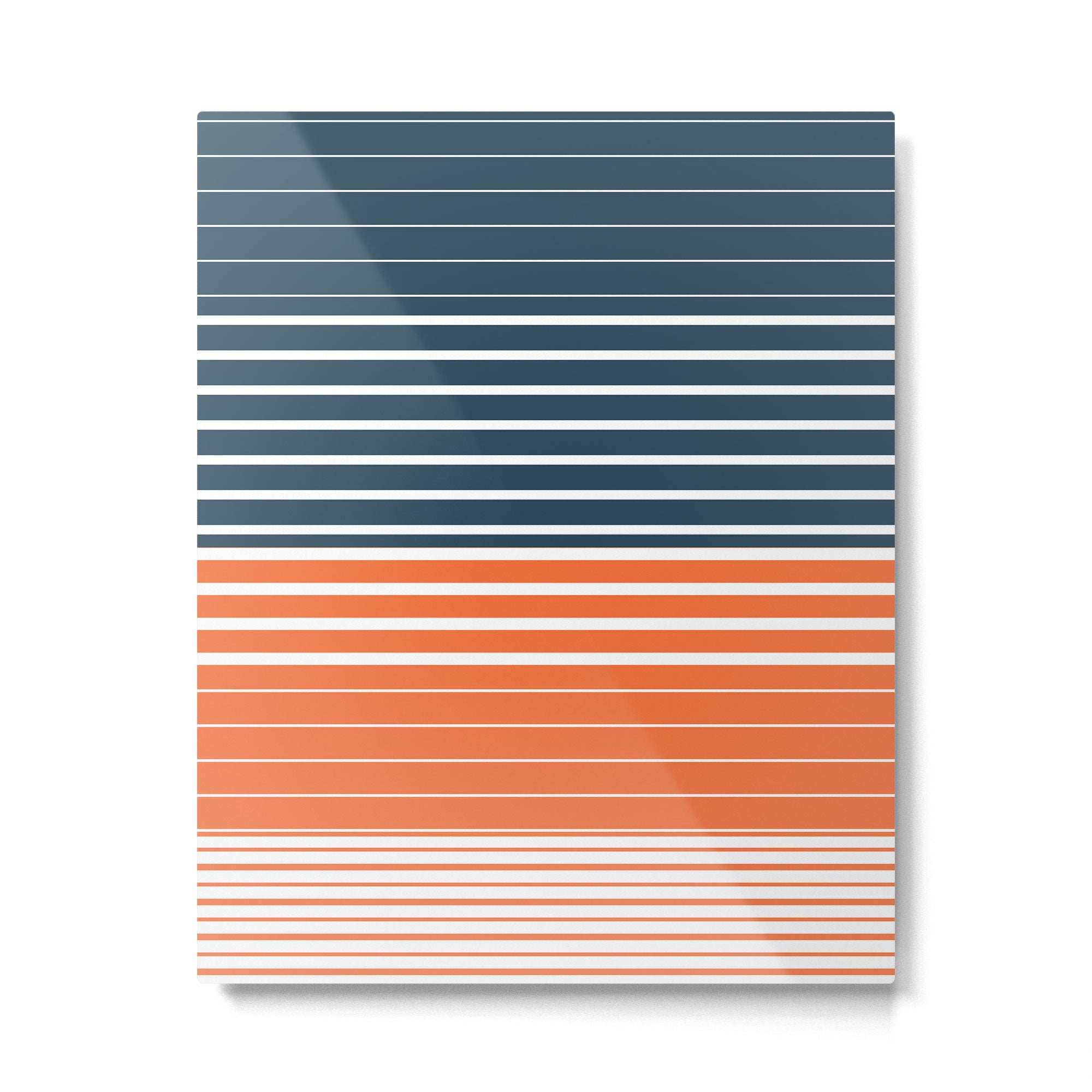 Navy Blue Orange Stripes Metal Print Gallery Image 6