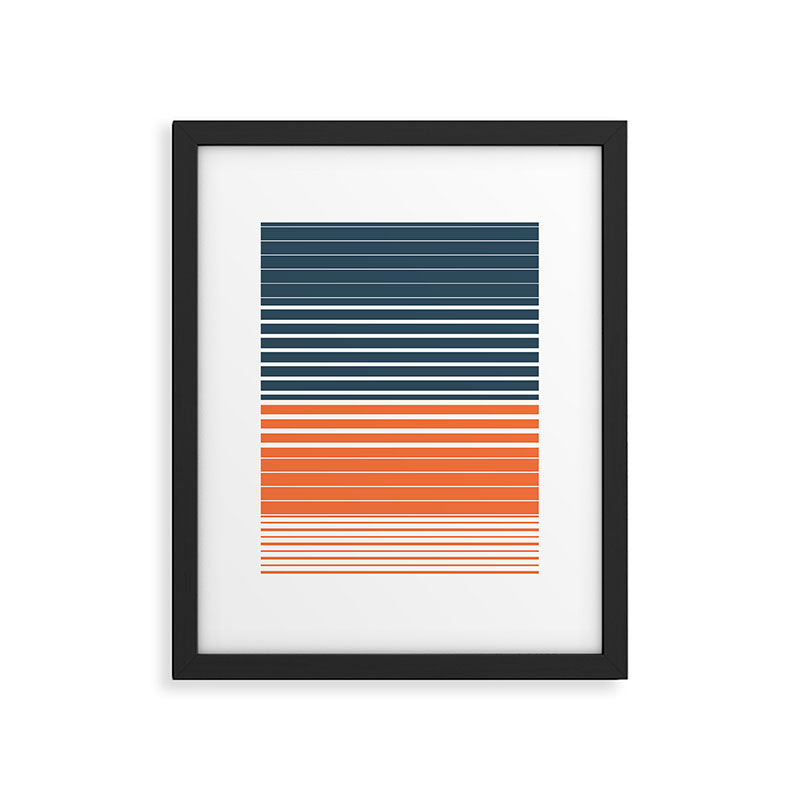 Navy Blue Orange Stripes Framed Art Print Gallery Image 6