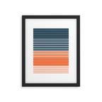 Navy Blue Orange Stripes Framed Art Print Gallery Image 6