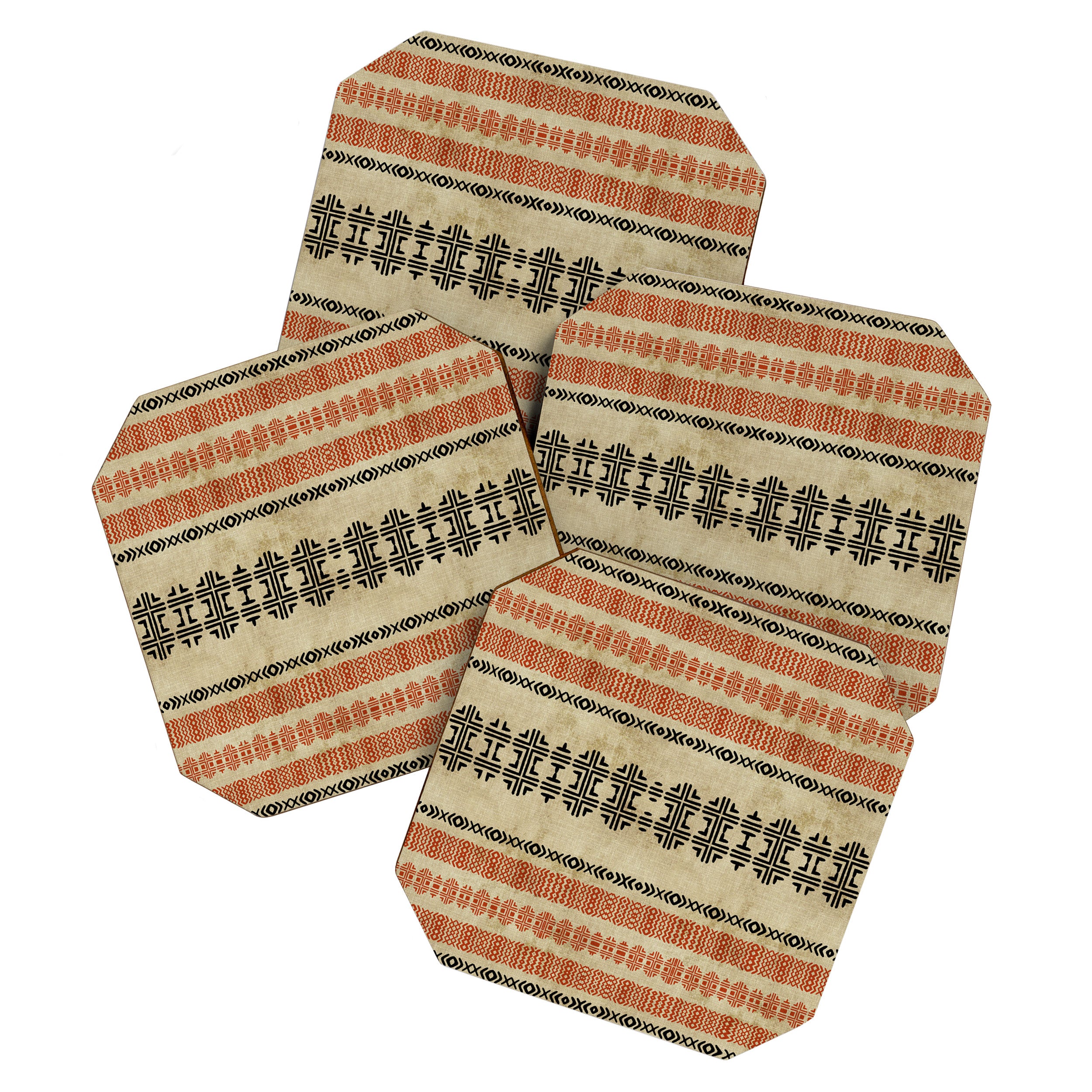 Orange Linen Mud Cloth Coaster Gallery Image 1