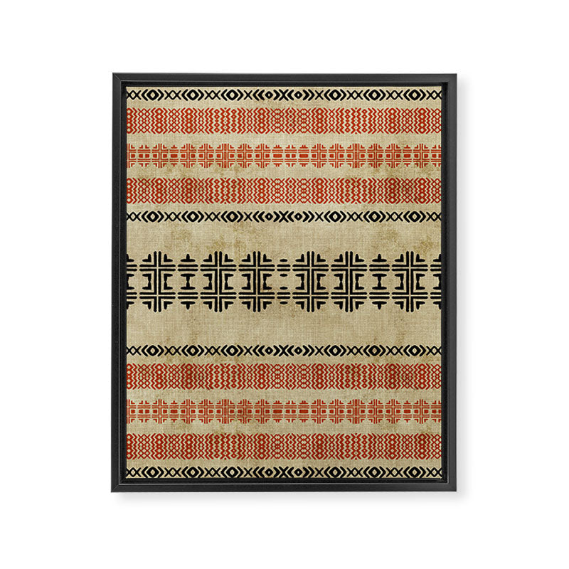Orange Linen Mud Cloth Framed Canvas Print Gallery Image 8