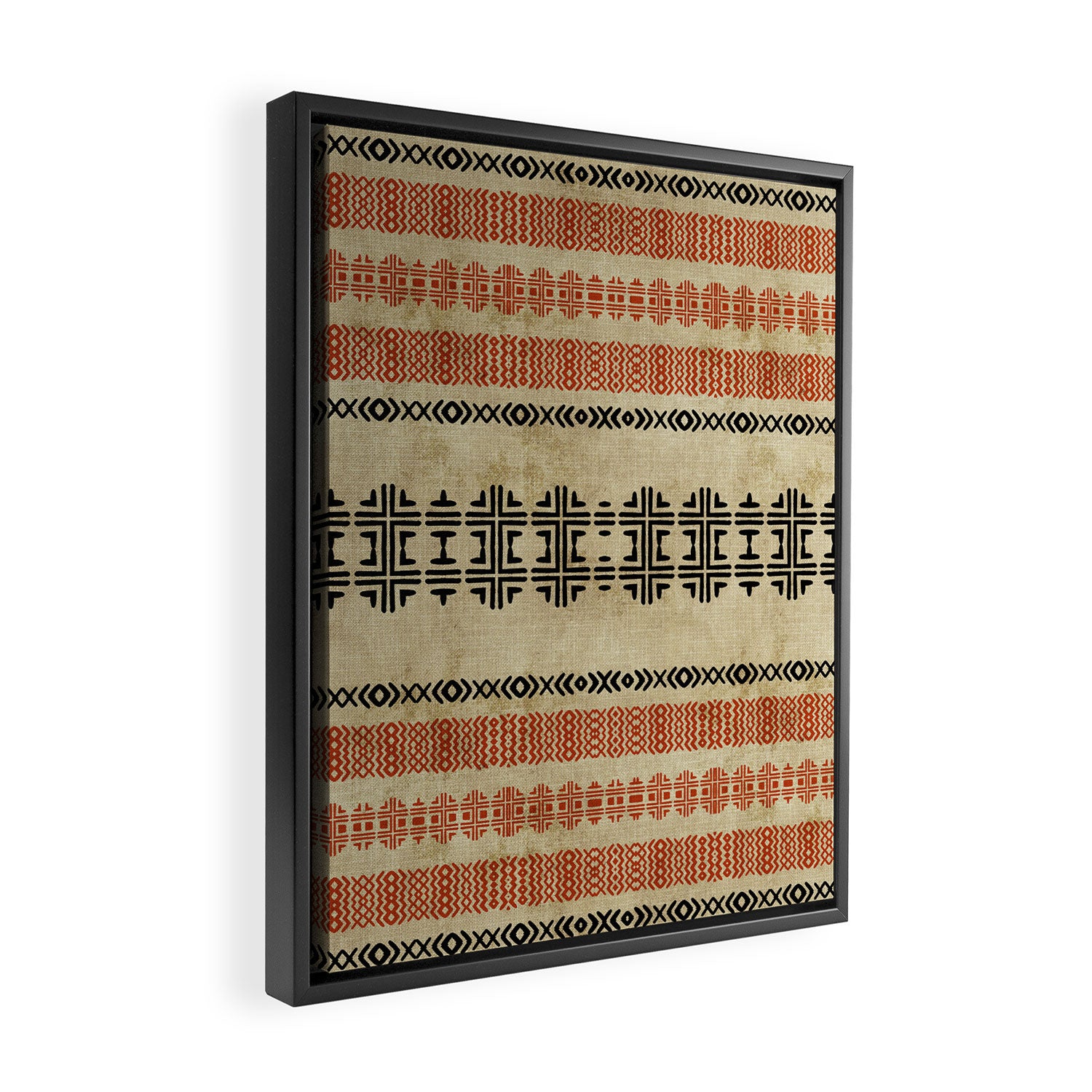 Orange Linen Mud Cloth Framed Canvas Print Gallery Image 2
