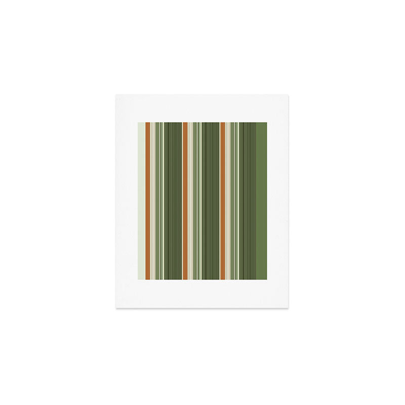 Sage Olive Green Stripes Art Print Gallery Image 1