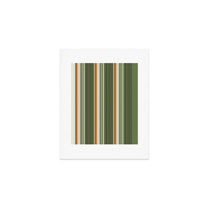 Sage Olive Green Stripes Art Print Gallery Image 1