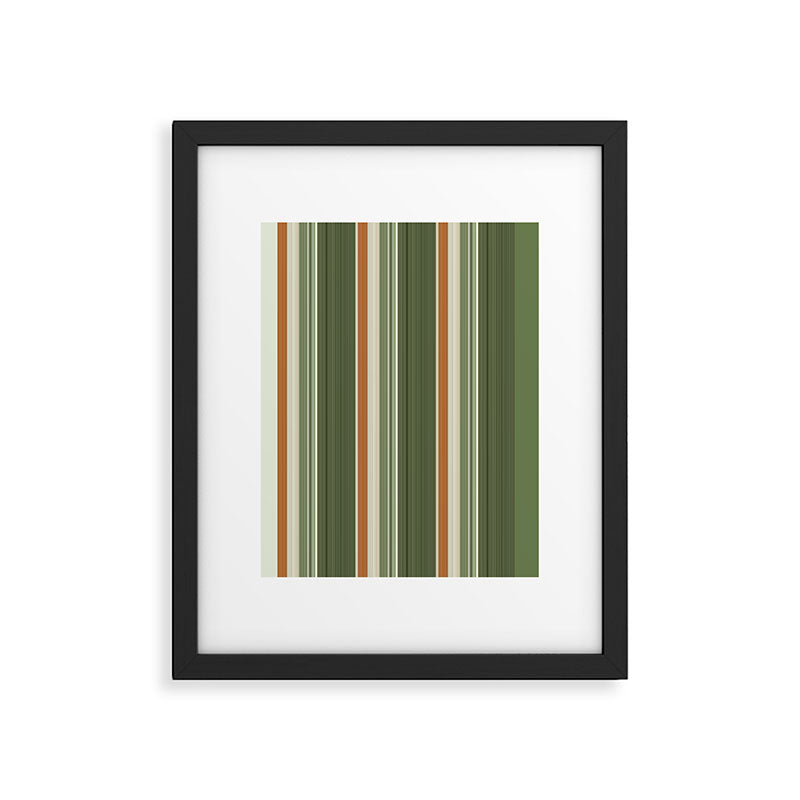 Sage Olive Green Stripes Framed Art Print Gallery Image 6