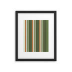Sage Olive Green Stripes Framed Art Print Gallery Image 6