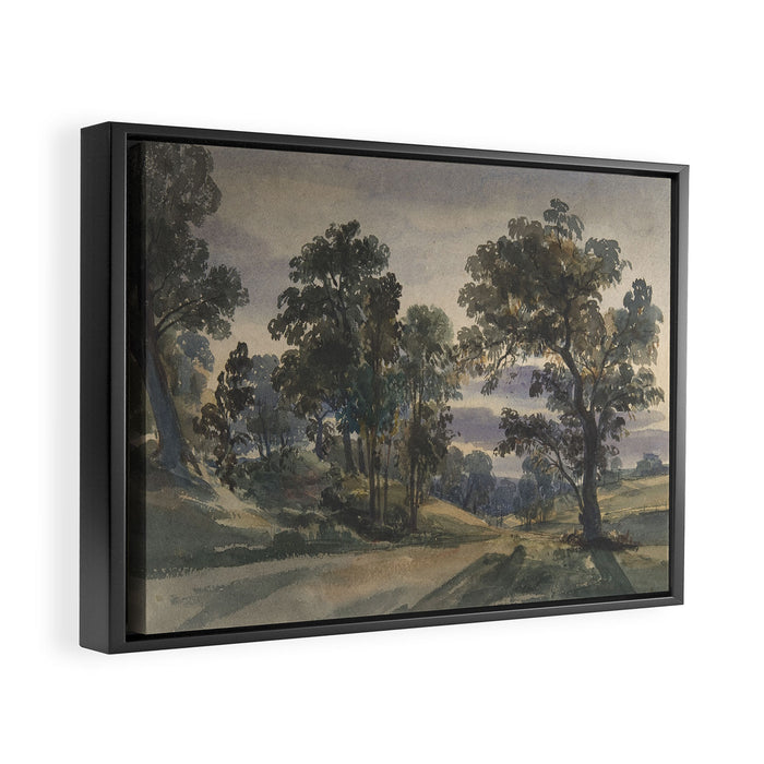 A Parkland View at Dusk Framed Canvas Print Gallery Image 1