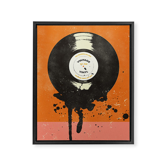 VINTAGE VINYL DRIP Framed Canvas Print Gallery Image 1
