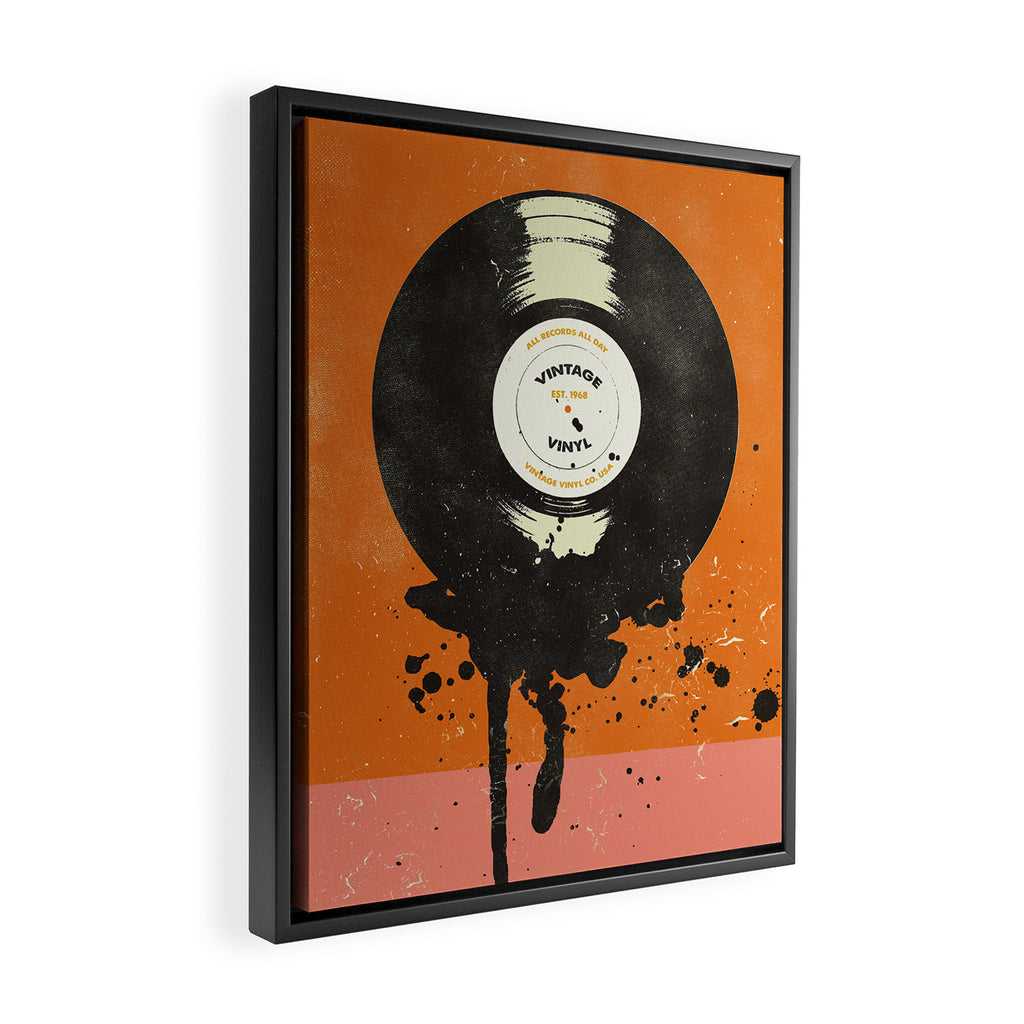 VINTAGE VINYL DRIP Framed Canvas Print Gallery Image 2