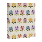 70s Retro Florals Pattern with Linen Texture Canvas Print Gallery Image 8