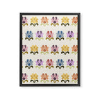 70s Retro Florals Pattern with Linen Texture Framed Canvas Print Gallery Image 8