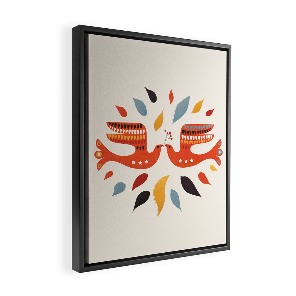 A Pair Of Festive Birds Framed Canvas Print Gallery Image 2
