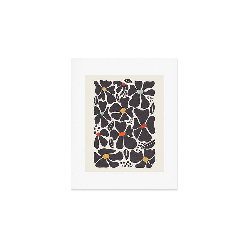 Abstract Black Florals Art Print Gallery Image 1