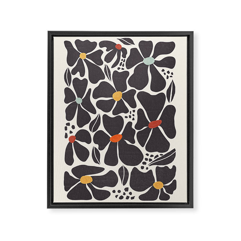 Abstract Black Florals Framed Canvas Print Gallery Image 8