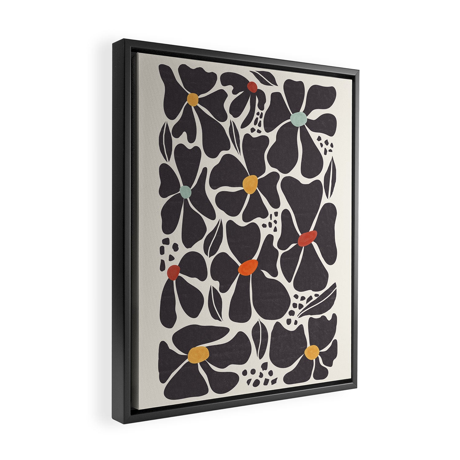 Abstract Black Florals Framed Canvas Print Gallery Image 2