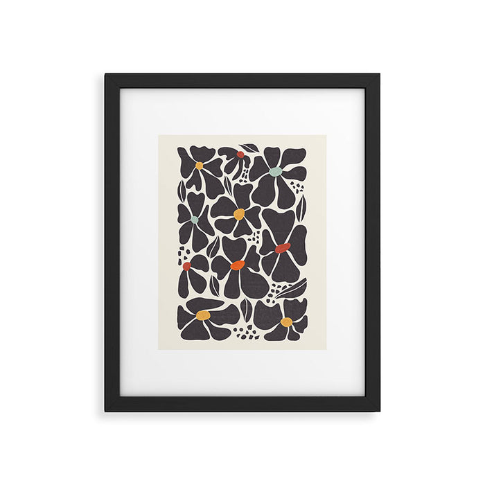 Abstract Black Florals Framed Art Print Gallery Image 1