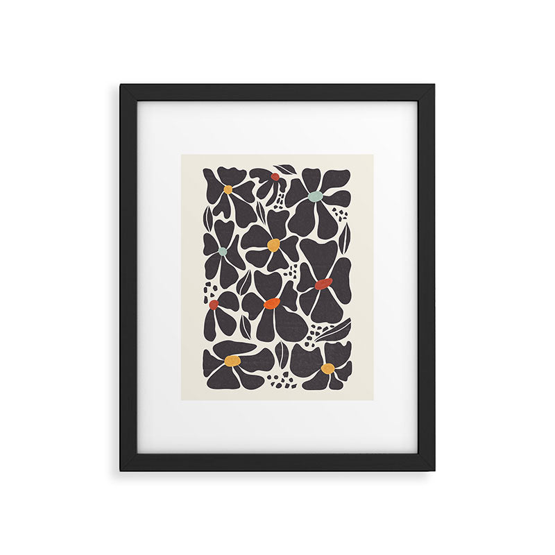 Abstract Black Florals Framed Art Print Gallery Image 4